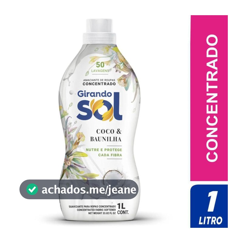 Amaciante de Roupas Concentrado Coco Baunilha 1L - Girando Sol