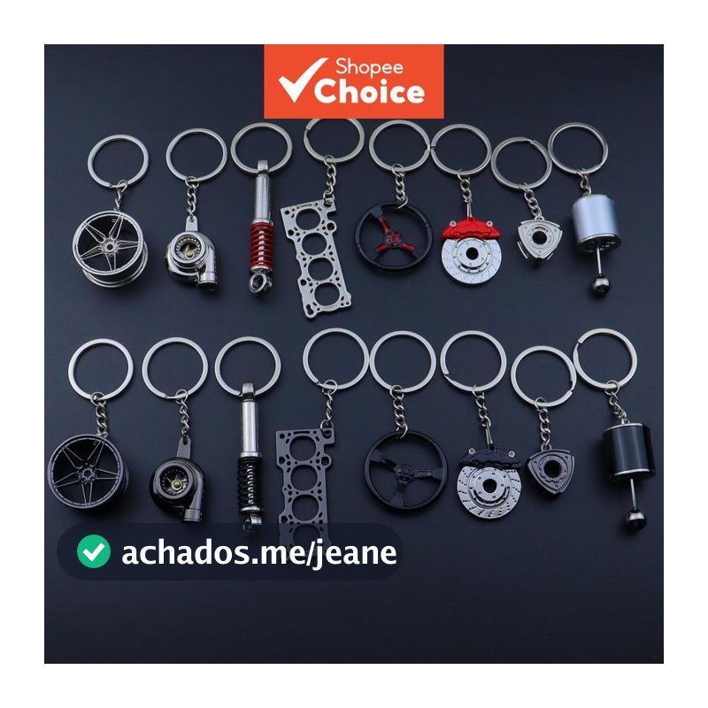 8 Pçs Criativo Modificação Do Carro Chaveiro Conjunto Disco De Freio Engrenagem Hub Turbo Rotor Amortecedor