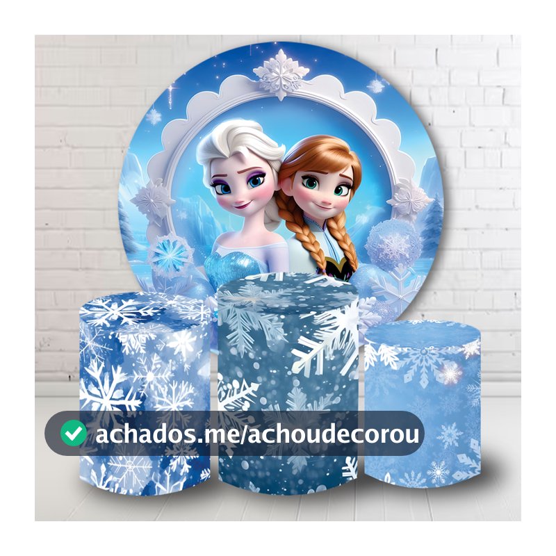 Kit Painel Decorativo + 3 Capas Cilindro Tema Frozen Varios Modelos
