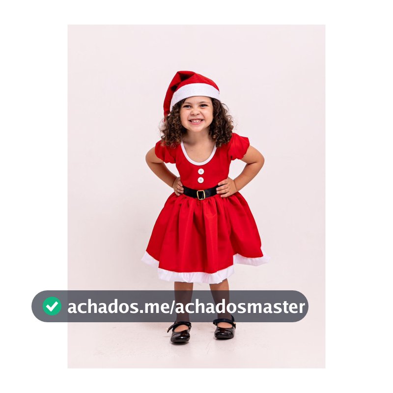 Fantasia Natal Vestido Tactel Infantil Gorro Cinto Menina