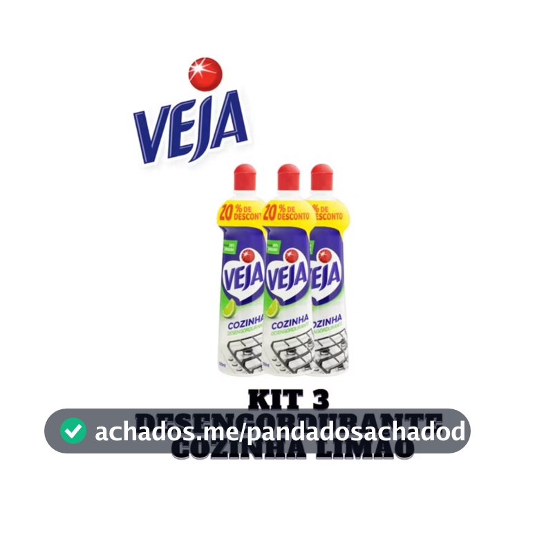 Kit c/3 Un Veja Desengordurante Limão Squeeze 500ml - Desengordura Rápido Kit c/ 3 Unidades