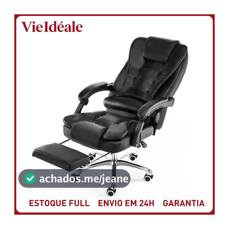 Cadeira De Escritorio Presidente Ergonomica Apoio Para Pés preto