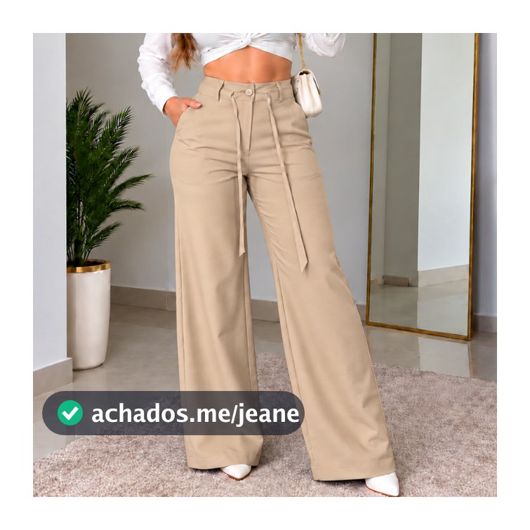 Calça Pantalona femenino oficial tecido sensorial túnel amarração de tira
