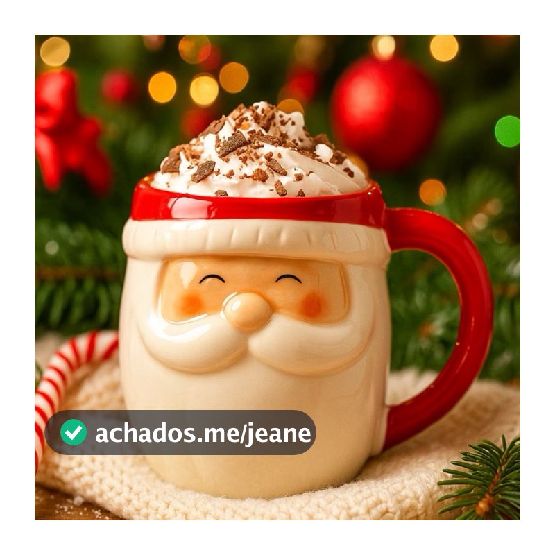 LINDA CANECA EM PORCELANA COM ALTO RELEVO CRAQUELADA PAPAI NOEL 300ml.