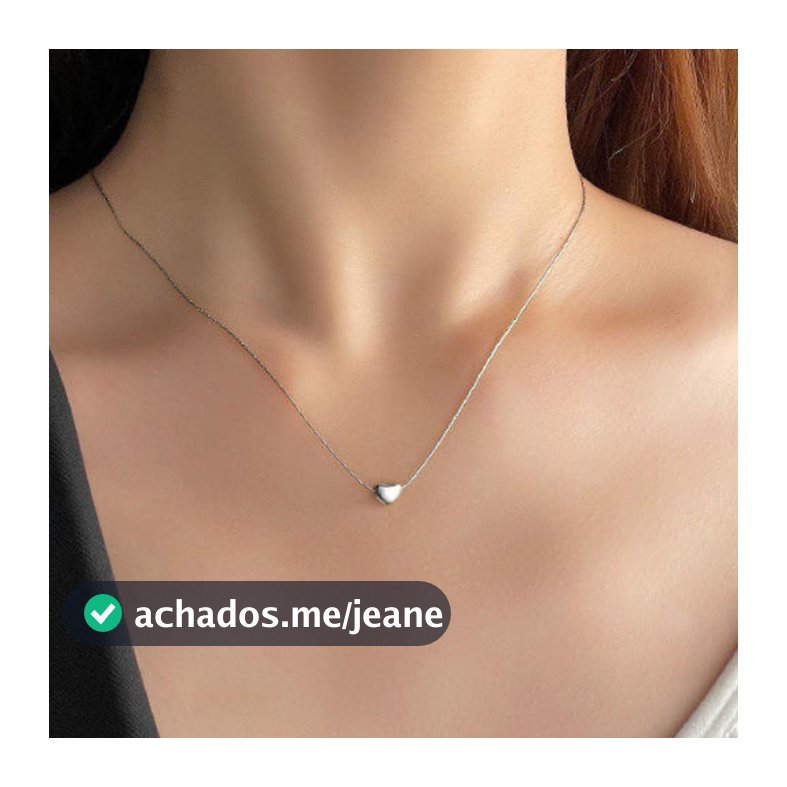 Colar Feminino Delicado Minimalista Coração Dourado ou Prateado Com Caixa para Presente