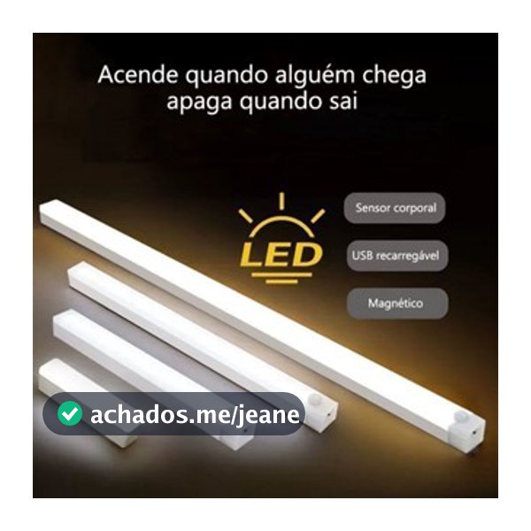 Lâmpada noturna LED com sensor sem fio USB recarregável cozinha guarda-roupa