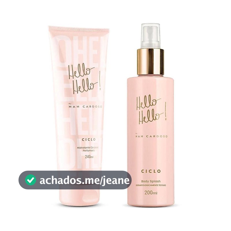 Combo Kit Hello Hello Nah Cardoso Body Splash + Hidratante Feminino Perfume Ciclo Cosméticos