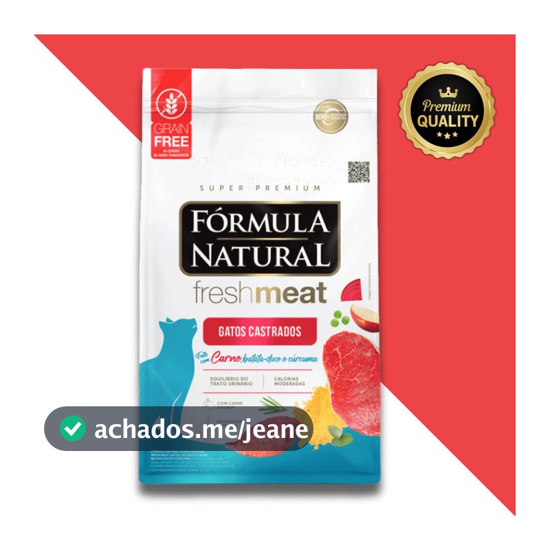 Ração Fórmula Natural Fresh Meat Carne para Gatos Castrados 10kg