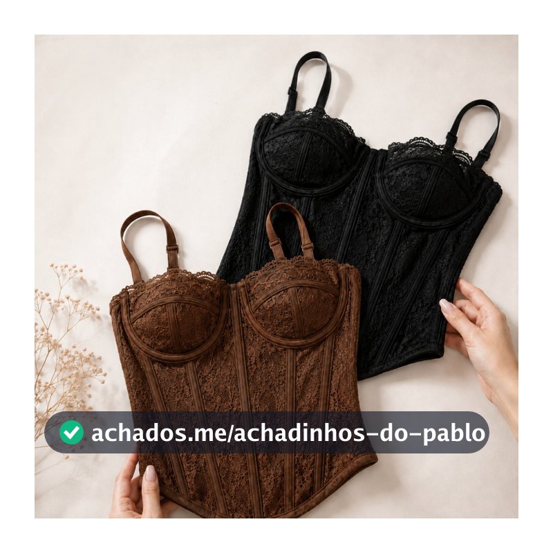 Cropped Corset Feminino Renda Premium Corselet Alça Regulável Modelagem Sexy Look Estiloso