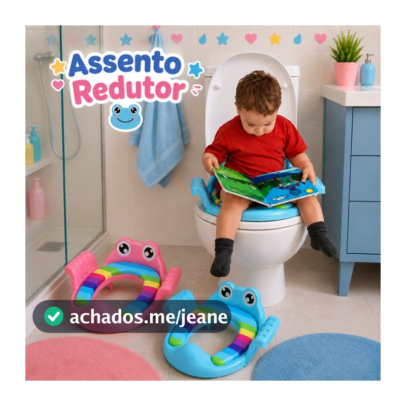 Assento Redutor para Vaso Sanitário Assento Infantil Treinamento Desfralde Bebê Almofadado Sapo