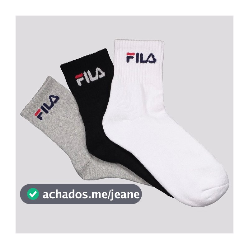 Kit Meia Fila Cano Médio Logo c/ 3 pares