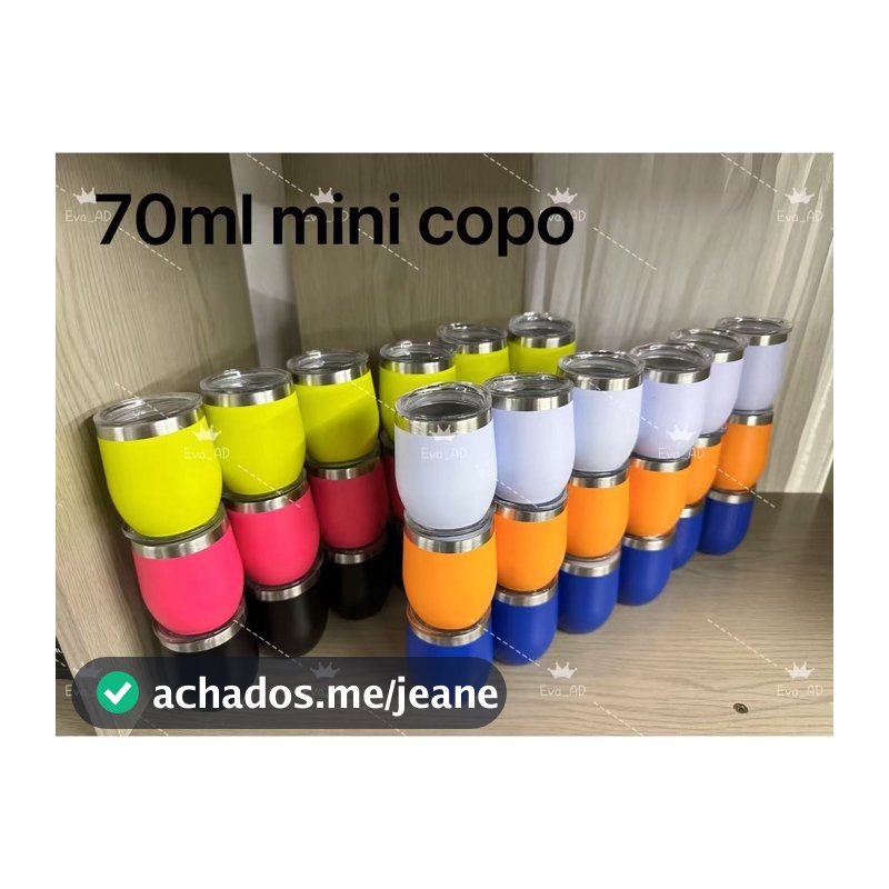 Kit 50 Mini Copo Ovo Cuia Térmica 70ml Em Inox Com Tampa Acrílica com Canudos de aço inoxidável，Kit 50 Mini Copo 70ml