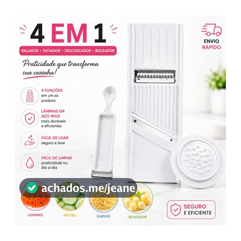Cortador Fatiador Ralador 4 em 1 Multiuso Keita  Para Legumes, Frutas, Batata, Cenoura e Queijo- NEW