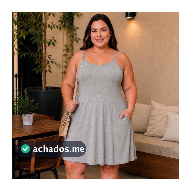 Vestidinho Confortavel Plus Size Com Elasticidade Alcinha e BOLSO Casual Para os Dia Quentes