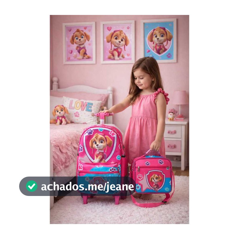 Kit Mochila Escolar Rodinha Patrulha Canina Lancheira Estojo volta as aulas