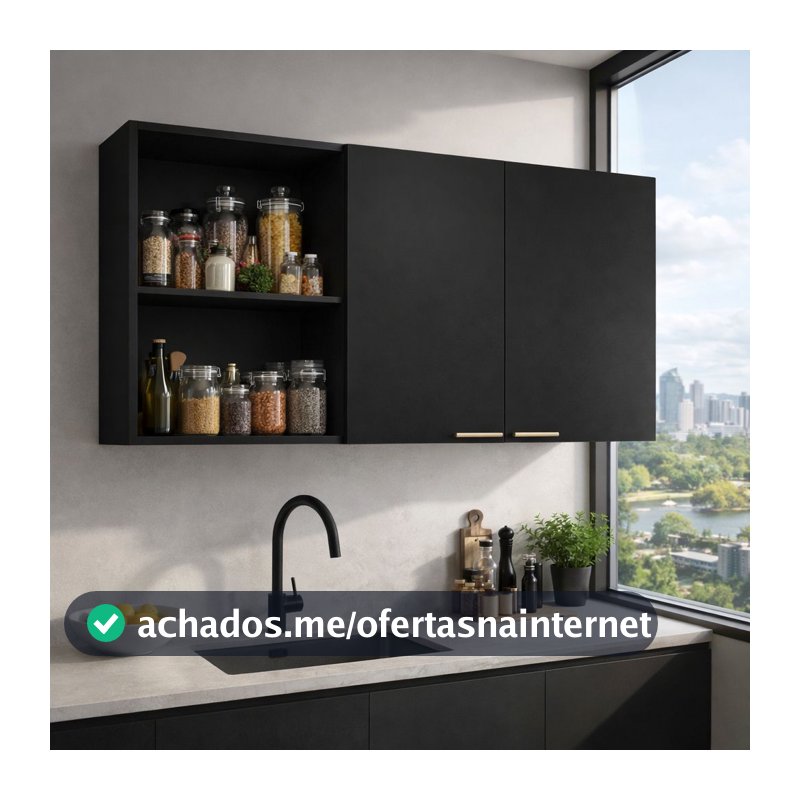 QUEIMA DE ESTOQUE Armário Suspenso Multiuso 90cm 2 Portas Nichos Organizador Casa Cozinha