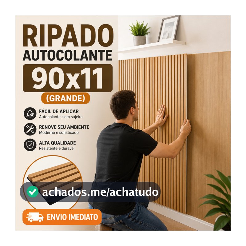 Placas Ripadas Madeira Autocolante 90x11