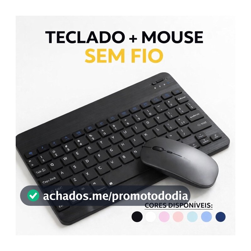 Kit Teclado e Mouse Sem Fio Bluetooth Ultrafino Portátil Recarregável Celular Notebook Computador