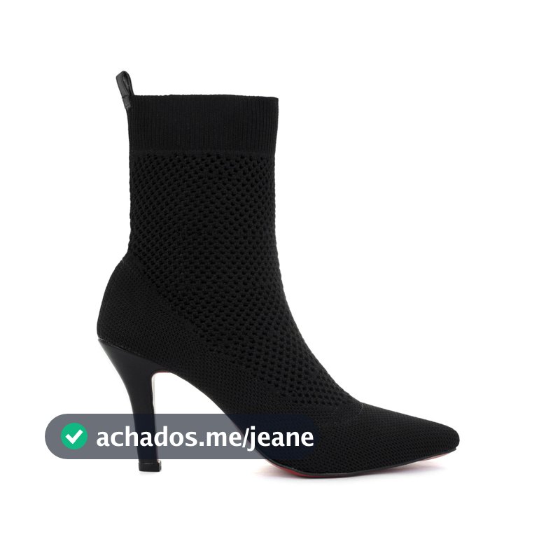 Bota Feminina Meia Salto Alto Agulha Bico Fino, botas de tricô, sapatos da moda Ref: 8044