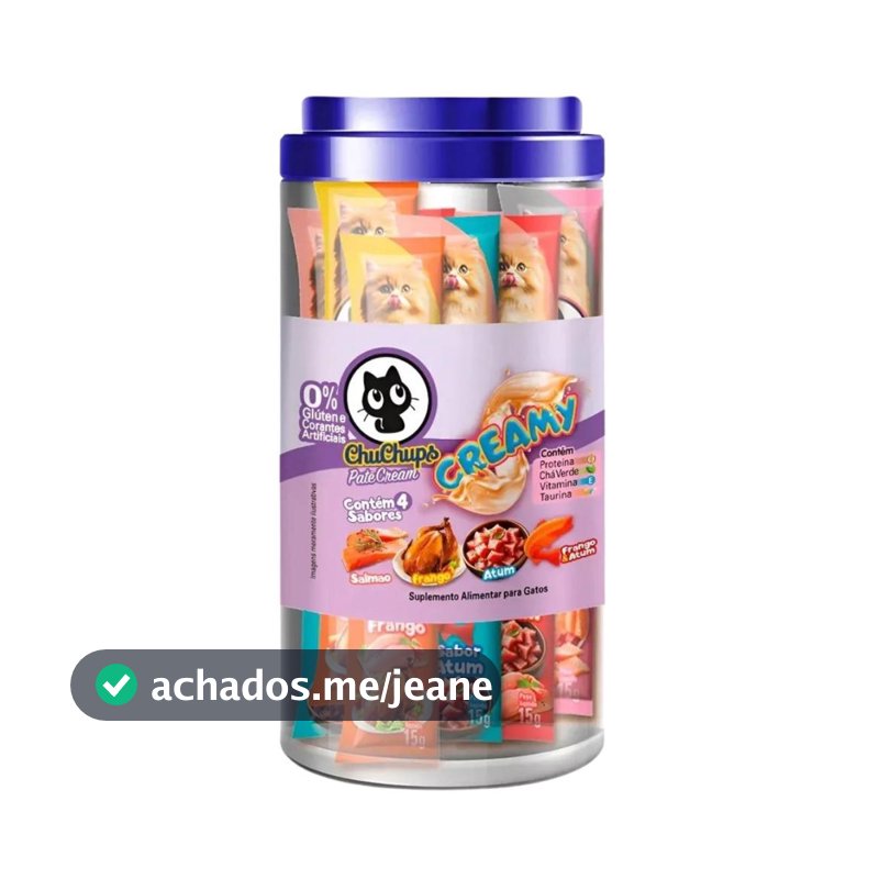 Petisco Para Gatos ChuChups Cream Pote Sortido com 24 Tubos