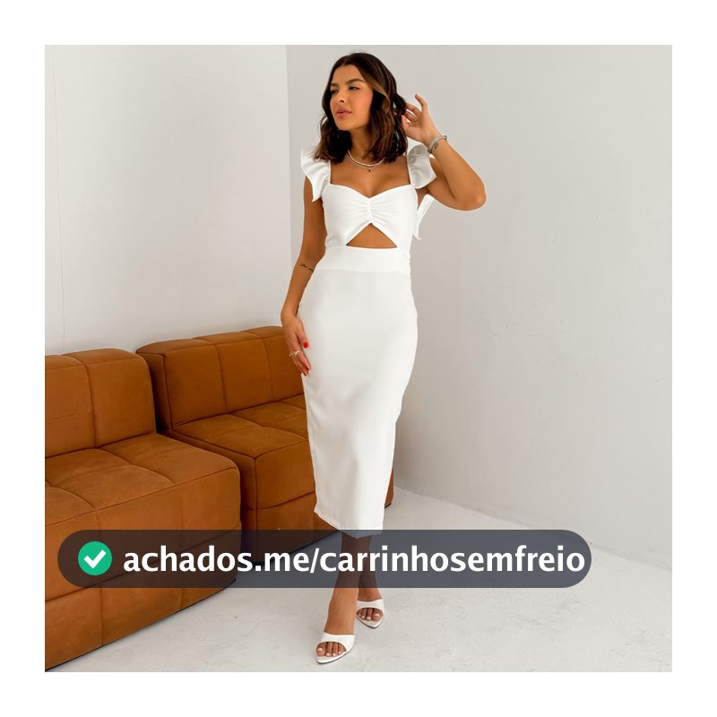 Vestido Midi Decote Coração Alfaiataria Laura com Zíper e Fenda nas costas Moda Feminina