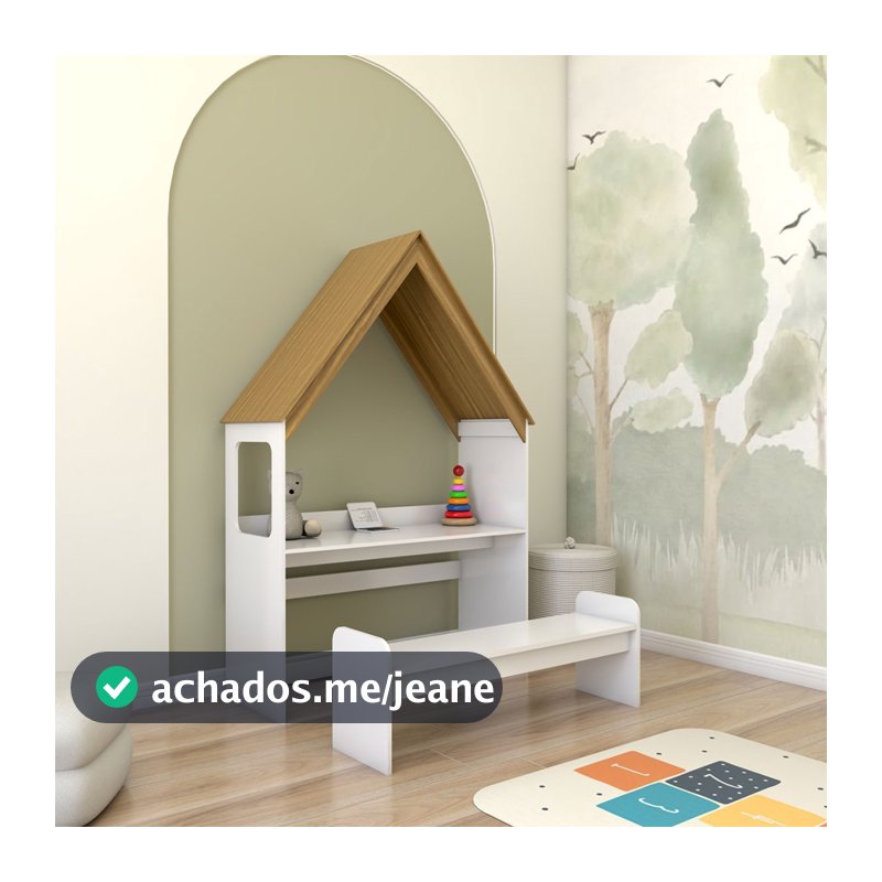 Mesa Infantil Casinha Montessoriana com Banco 100% Mdf - Panorama Móveis