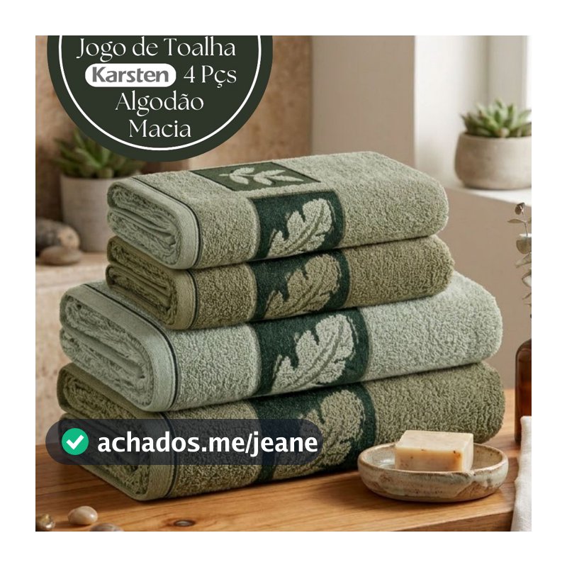 Jogo de Toalhas de Algodão 4 Peças Banho e Rosto Karsten Felpudas Super Macia Boa Absorção Quebec