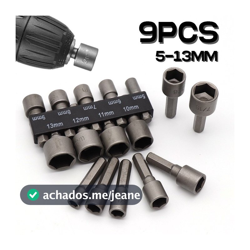 Kit de Jogo de Bits Soquete Canhão para Parafusadeira 5 A 13mm
