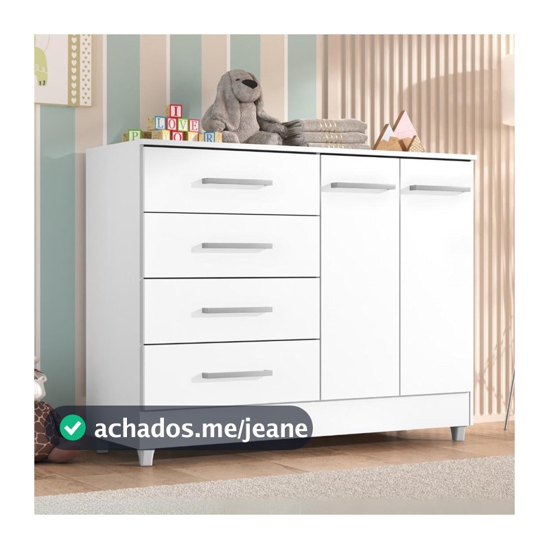 Comoda Infantil Gisele 4 Gavetas 2 Portas