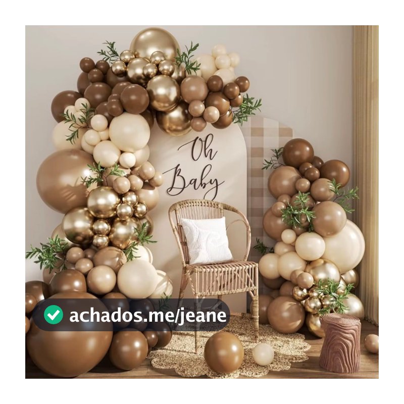 Kit 135/70 Balões Marrom, Bege, Dourado Desconstruído Chá de bebê / Revelação / Aniversário 5’ 9’ 16’ arco guirlanda