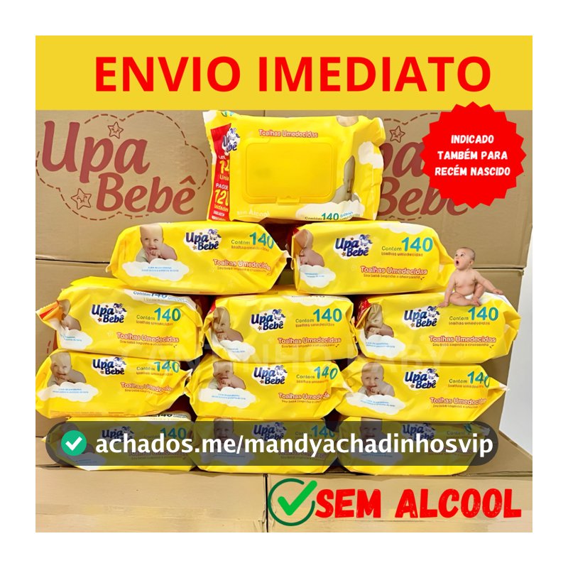 Kit 1680 lenços Toalhas Umedecidas Upa Bebê (12 pacotes 140und cada)