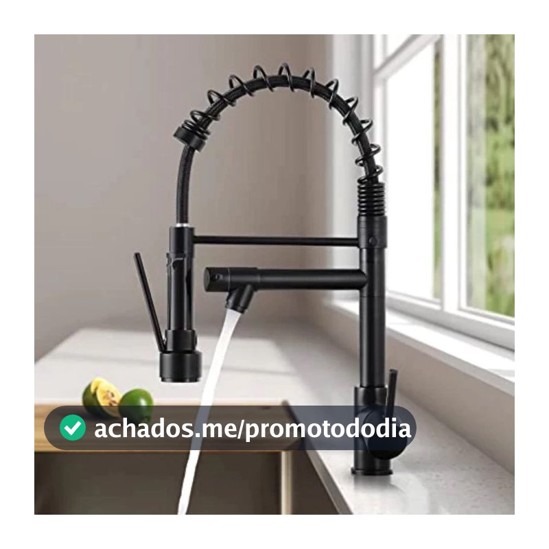Torneira Cozinha Gourmet Monocomando Com Spray Extensor-Preto