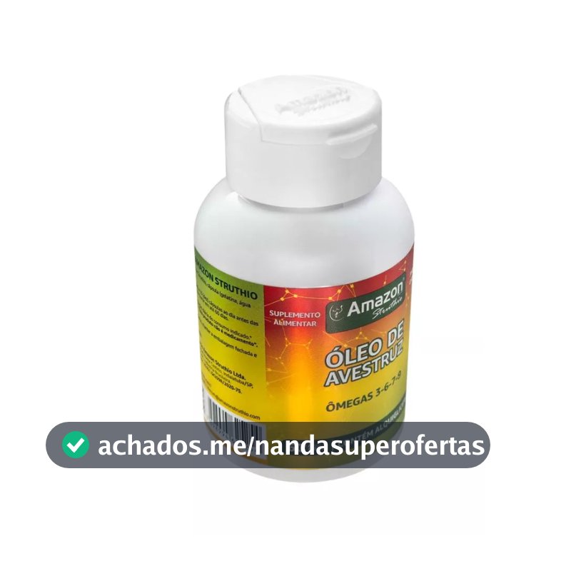 Suplemento Oleo de Avestruz Rico em Ômega 3.6 e 9 60 Cápsulas 760mg