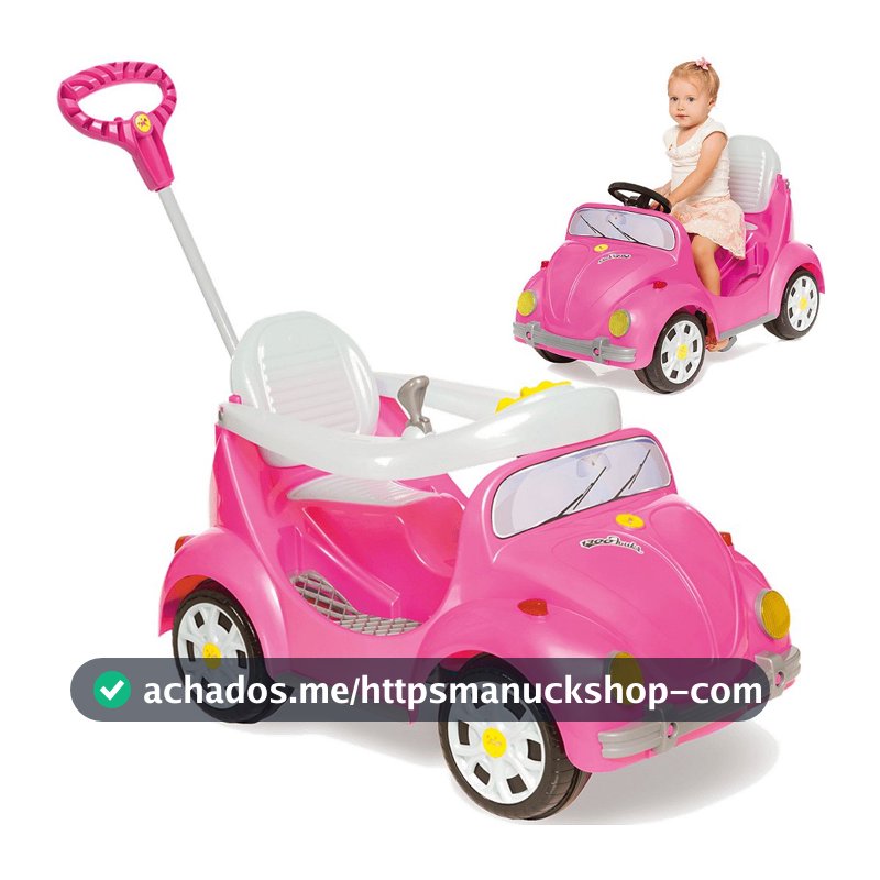 Carrinho de Passeio e Pedal para Bebe Calesita Fouks Rosa 30kg