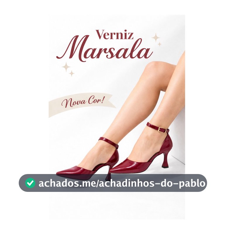 “Scarpin Feminino Verniz Salto taça 9 cm com TIRA no TORNOZELO.
