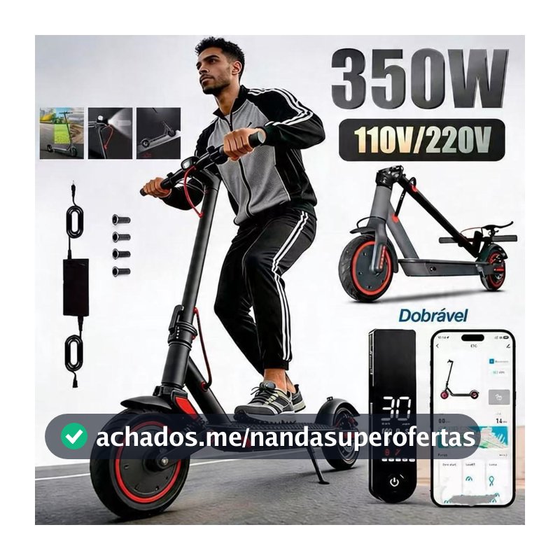 Patinete Elétrico Dobrável 350W | 3 Velocidades Ajustáveis | Amortecimento Reforçado | Suporta até 100KG
