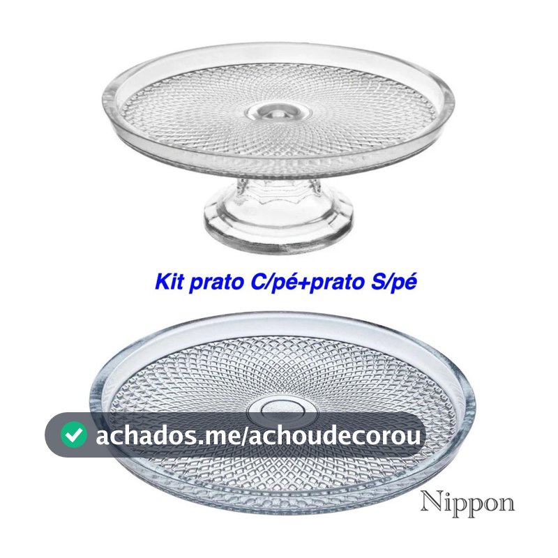 Kit Boleira Prato Para Bolo Com Pé + Prato Para Bolo De Vidro S/pé 28cm Luxo Vidro Grosso