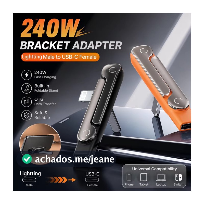 240W USB Tipo-c Lightning Adaptador De Suporte Embutido Conversor Dobrável Multifuncional Para Telefone（Nenhum cabo）