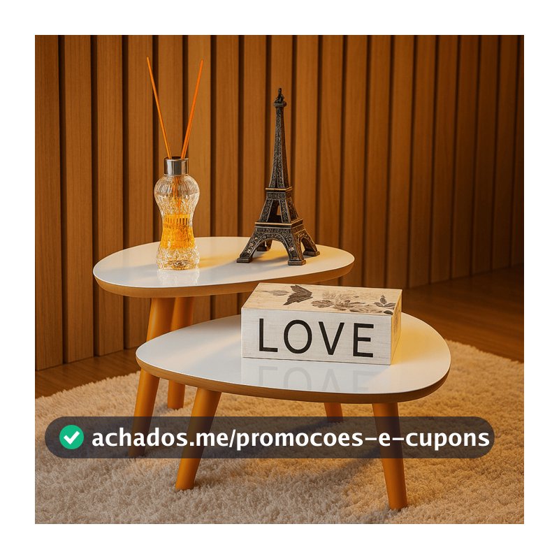 Conjunto 2 Mesas De Centro Francie Com Pés Plástico PVC Caramelo Para Sala De Estar Decorativa Elegante