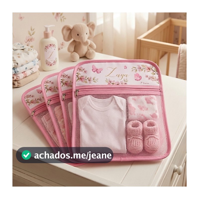 Saquinhos Organizador Saída Maternidade Bebê Jardim Borboletas Aquarela Personalizado