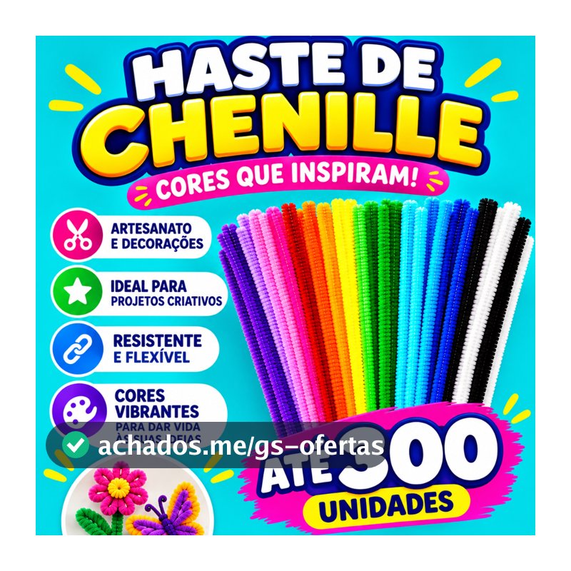 Haste de Chenille Limpador de Cachimbo Arame Felpudo para Artesanato Cabelo Maluco