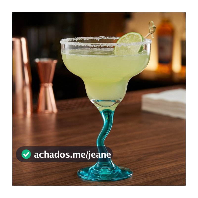 Taça de Vidro para Margarita Twister com Haste Azul 300ml, Ruvolo