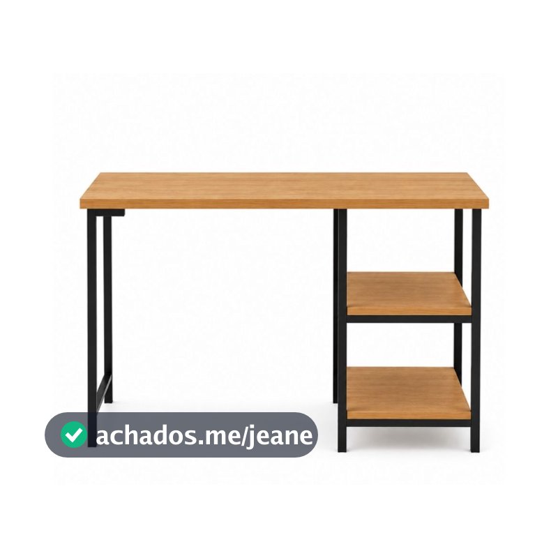 Escrivaninha Mesa para Computador 110cm  Home Office com Estante 2 Prateleiras Reversível