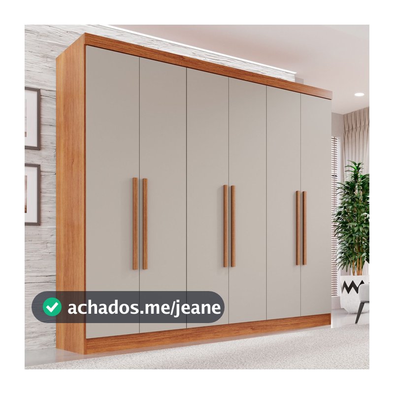Guarda-roupa Casal 6 Portas 2 Gavetas França Cinamomo/Off White