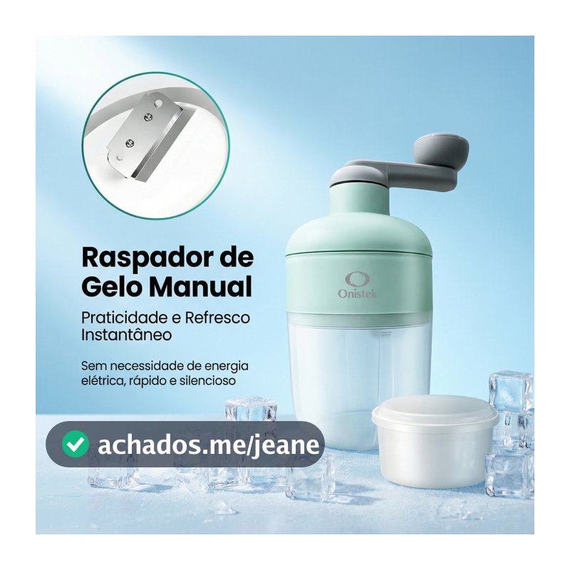 Raspador de Gelo Manual Triturador Maquina de Raspadinha Portátil Rotativo ABS Inox ,Para Drinks e Coquiteis ON-LD024