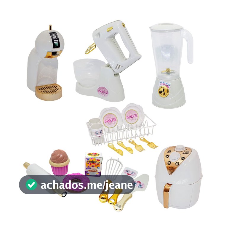 Kit Brinquedo Cozinha Princesa Doce Louça Batedeira 20pç