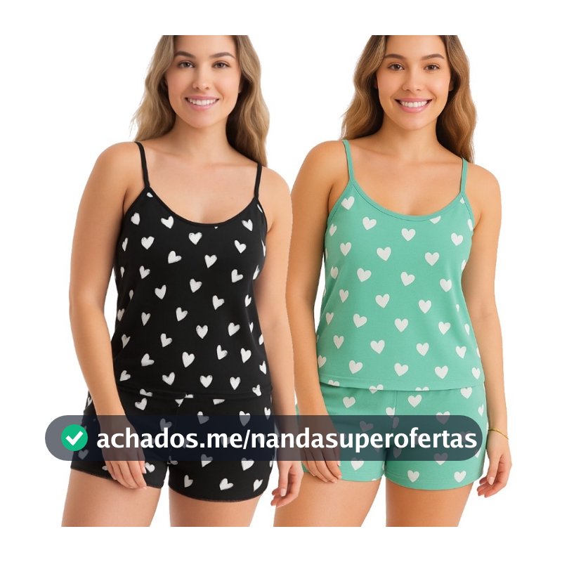 2 Baby Doll Pijamas Short Conjuntos Feminino Conjunto Pijama Feminina Estampa Exclusiva