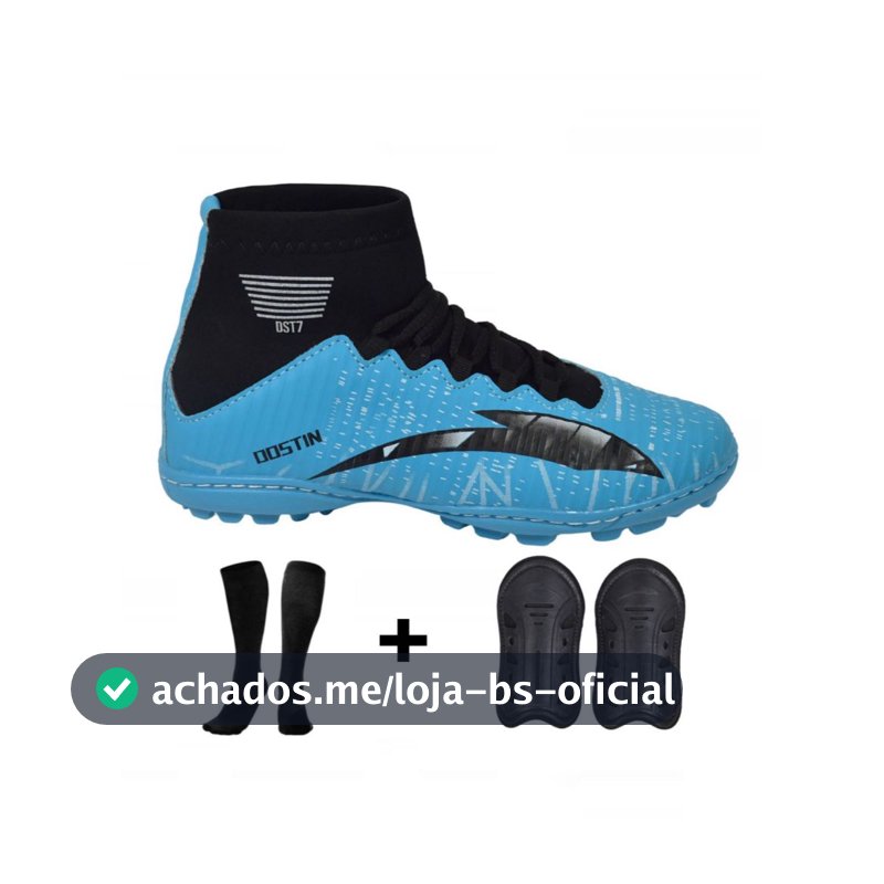 Kit Chuteira Cano Alto Society Meiao + Caneleleira  Adulto Quadra Cano Alto Costurada Envio Imediato