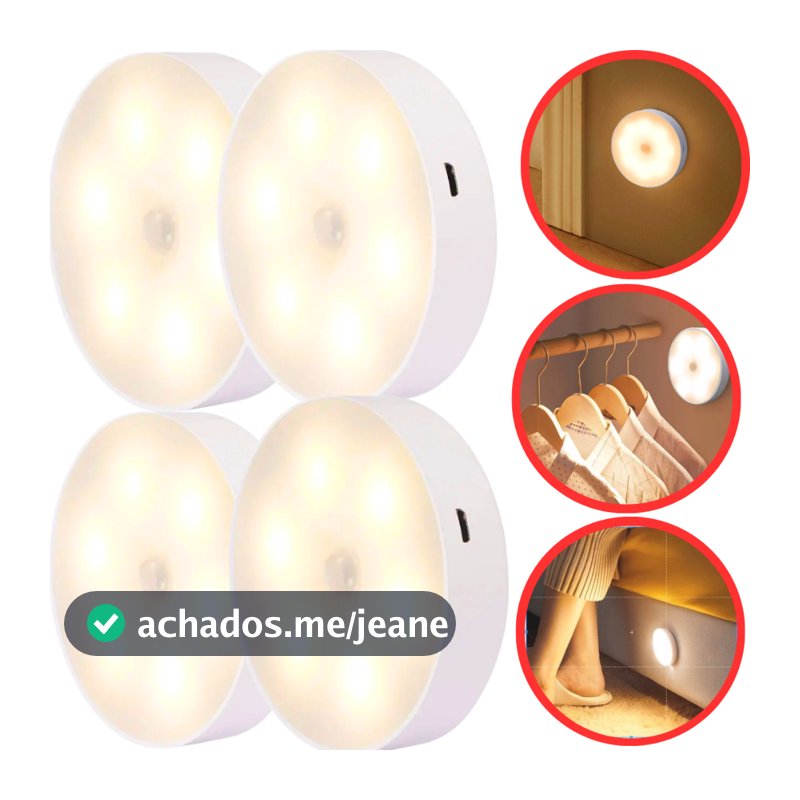Kit 3/4/6 Luminárias Lâmpada Led Recarregável Sensor De Presença