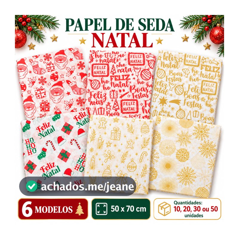 Natal Papel de seda estampado 50x70cm PROMOÇÃO